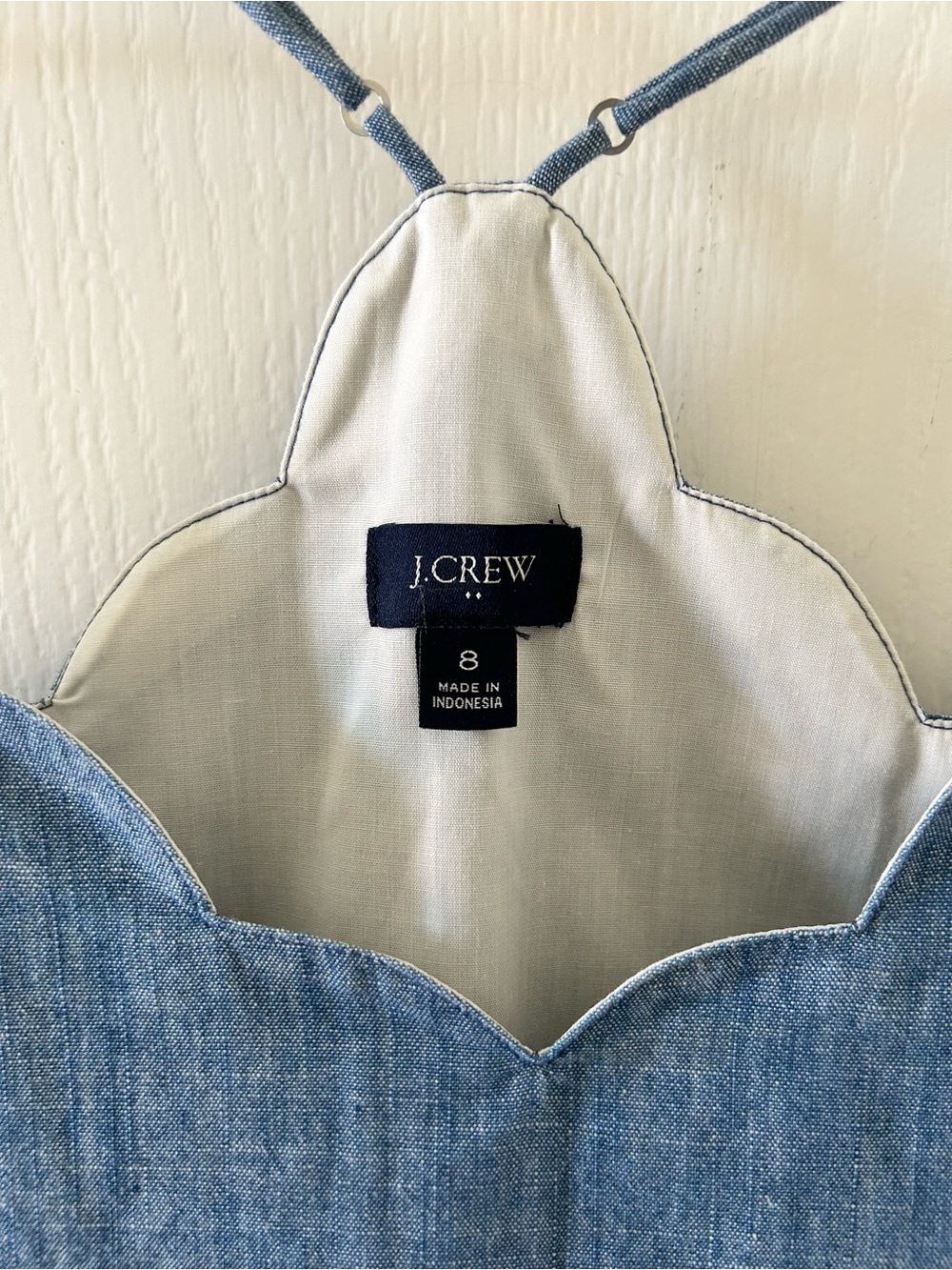 J. Crew Chambray Scalloped Spaghetti Strap Cami - Blue - Picture 3 of 4